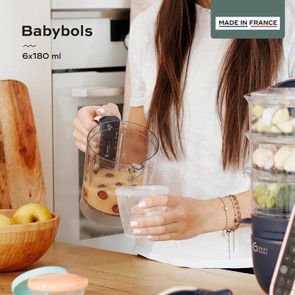 Baby Food Jars, Set of 6 (6oz Each) Storage Containers, BPA-Free Leakproof Silicone Lids, Microwave, Freezer & Dishwasher Safe, Perfect Meals & Snacks, Baby Registry Essential