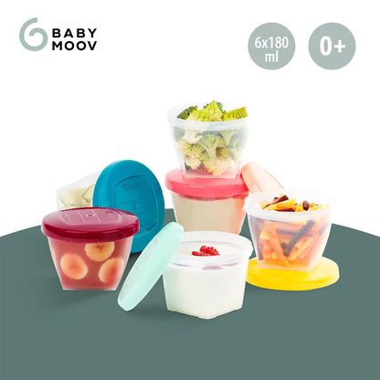 Baby Food Jars, Set of 6 (6oz Each) Storage Containers, BPA-Free Leakproof Silicone Lids, Microwave, Freezer & Dishwasher Safe, Perfect Meals & Snacks, Baby Registry Essential
