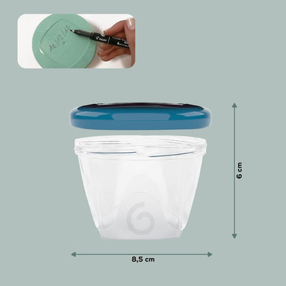 Baby Food Jars, Set of 6 (6oz Each) Storage Containers, BPA-Free Leakproof Silicone Lids, Microwave, Freezer & Dishwasher Safe, Perfect Meals & Snacks, Baby Registry Essential