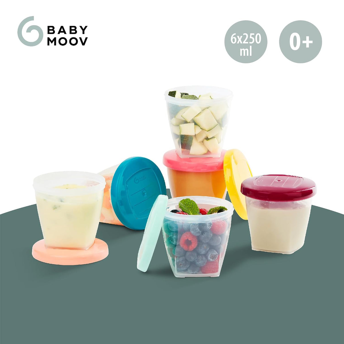 Baby Food Jars, Set of 6 (6oz Each) Storage Containers, BPA-Free Leakproof Silicone Lids, Microwave, Freezer & Dishwasher Safe, Perfect Meals & Snacks, Baby Registry Essential