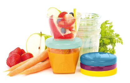 Baby Food Jars, Set of 6 (6oz Each) Storage Containers, BPA-Free Leakproof Silicone Lids, Microwave, Freezer & Dishwasher Safe, Perfect Meals & Snacks, Baby Registry Essential
