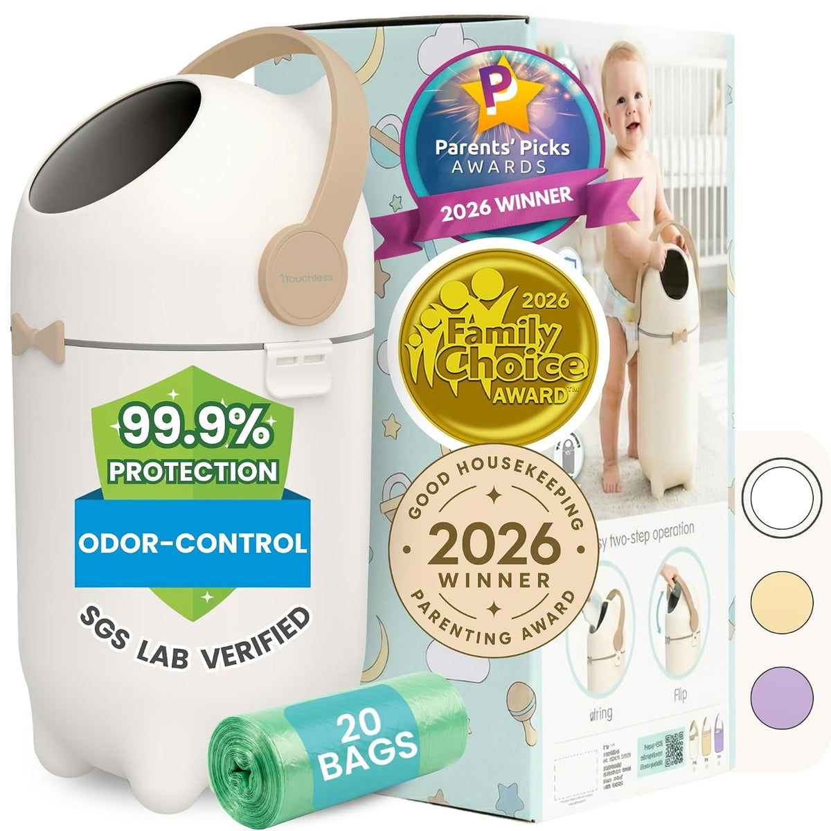 Universal Diaper Pail & Trash Can Refill Bags (90 Count) - Heavy Duty & Tear-Resistant Nursery Liners - Fits Most Systems & Small Bins - 3 Pack - Stop Expensive Refills - Odor-Lock Strength