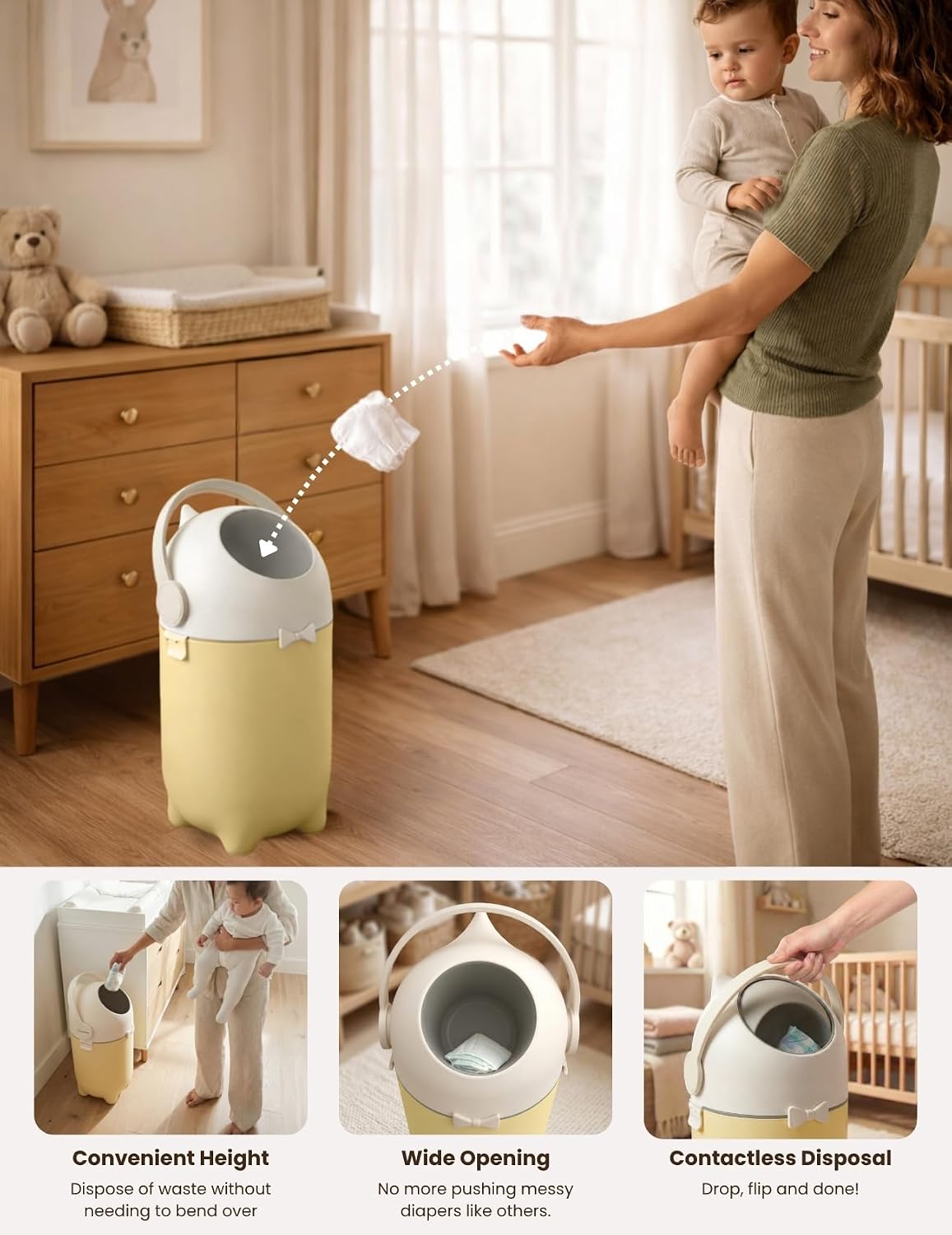 Universal Diaper Pail & Trash Can Refill Bags (90 Count) - Heavy Duty & Tear-Resistant Nursery Liners - Fits Most Systems & Small Bins - 3 Pack - Stop Expensive Refills - Odor-Lock Strength