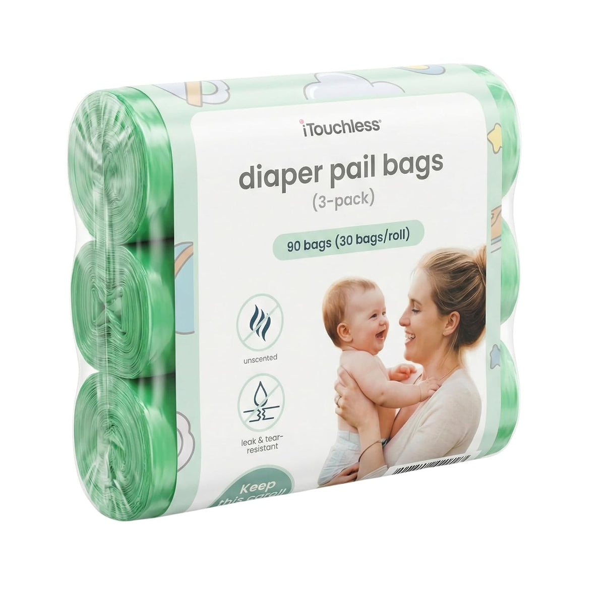 Universal Diaper Pail & Trash Can Refill Bags (90 Count) - Heavy Duty & Tear-Resistant Nursery Liners - Fits Most Systems & Small Bins - 3 Pack - Stop Expensive Refills - Odor-Lock Strength