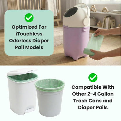Universal Diaper Pail & Trash Can Refill Bags (90 Count) - Heavy Duty & Tear-Resistant Nursery Liners - Fits Most Systems & Small Bins - 3 Pack - Stop Expensive Refills - Odor-Lock Strength