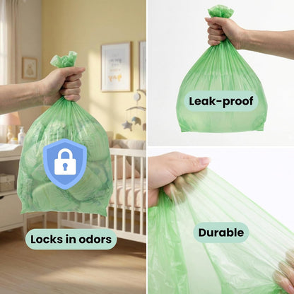 Universal Diaper Pail & Trash Can Refill Bags (90 Count) - Heavy Duty & Tear-Resistant Nursery Liners - Fits Most Systems & Small Bins - 3 Pack - Stop Expensive Refills - Odor-Lock Strength