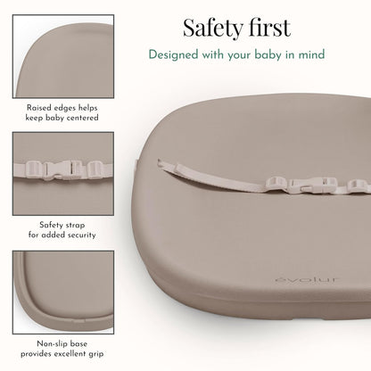 Eva Changing Pad, Waterproof EVA Foam, Safety Strap, White