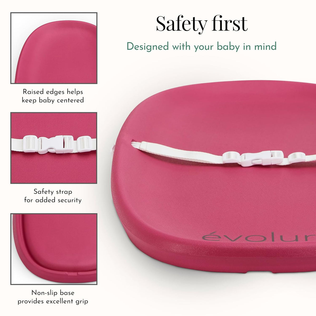 Eva Changing Pad, Waterproof EVA Foam, Safety Strap, White