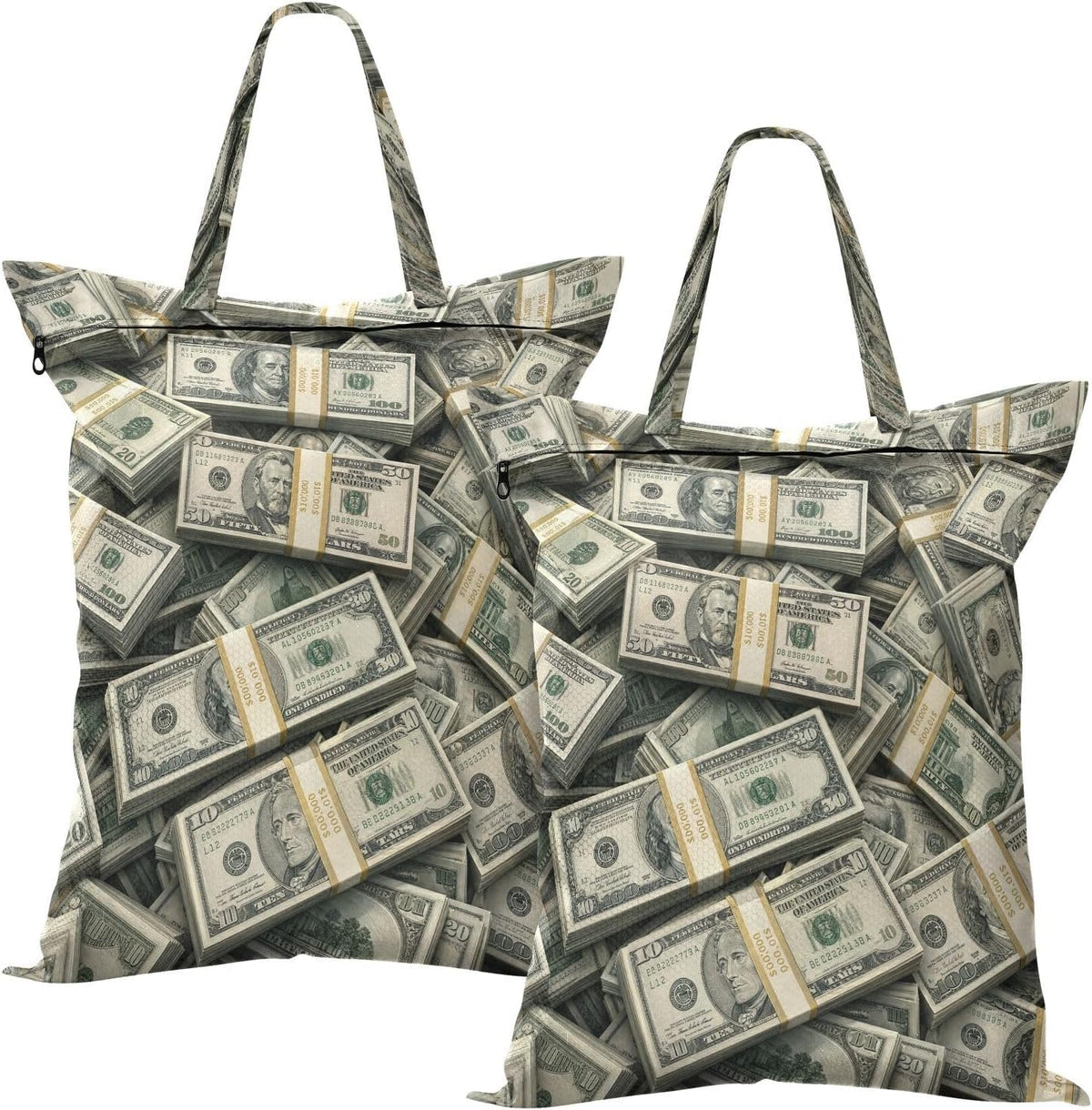 Cash Money Waterproof Travel Laundry Bag Reusable 2pk