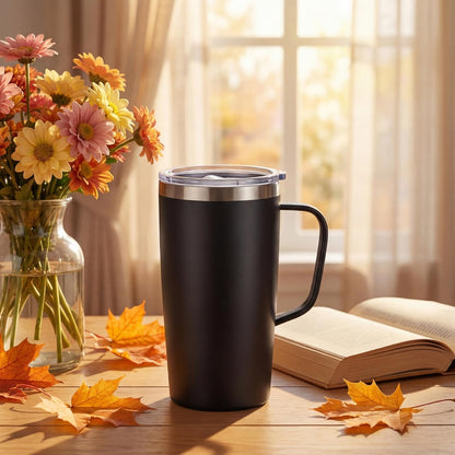 19oz Insulated Coffee Mug with Handle, Double Wall Vacuum Stainless Steel Travel Coffee Tumbler, Blue