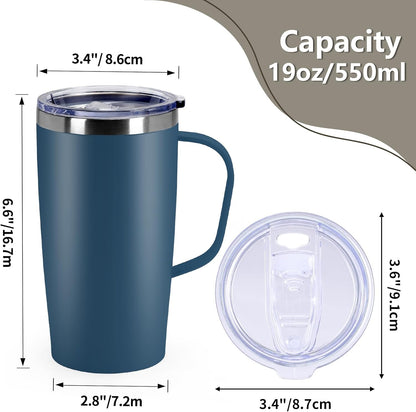19oz Insulated Coffee Mug with Handle, Double Wall Vacuum Stainless Steel Travel Coffee Tumbler, Blue
