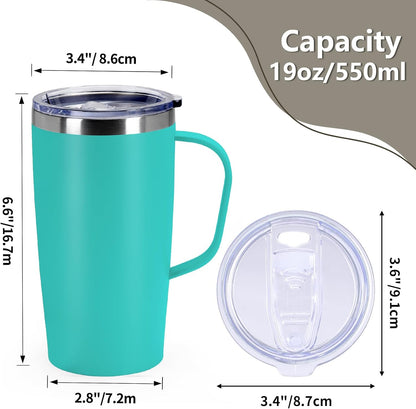 19oz Insulated Coffee Mug with Handle, Double Wall Vacuum Stainless Steel Travel Coffee Tumbler, Blue