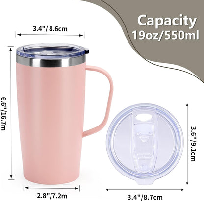 19oz Insulated Coffee Mug with Handle, Double Wall Vacuum Stainless Steel Travel Coffee Tumbler, Blue