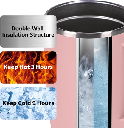 19oz Insulated Coffee Mug with Handle, Double Wall Vacuum Stainless Steel Travel Coffee Tumbler, Blue