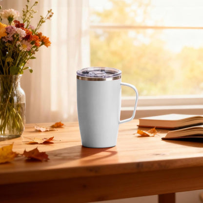 19oz Insulated Coffee Mug with Handle, Double Wall Vacuum Stainless Steel Travel Coffee Tumbler, Blue