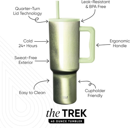 Tumbler with Handle and Straw | 40oz | 80s Mix | Trek Tumbler, Travel Mug | Insulated Water Bottle, Cupholder Friendly, Stainless Steel Cup | 80s Mix - Colors A