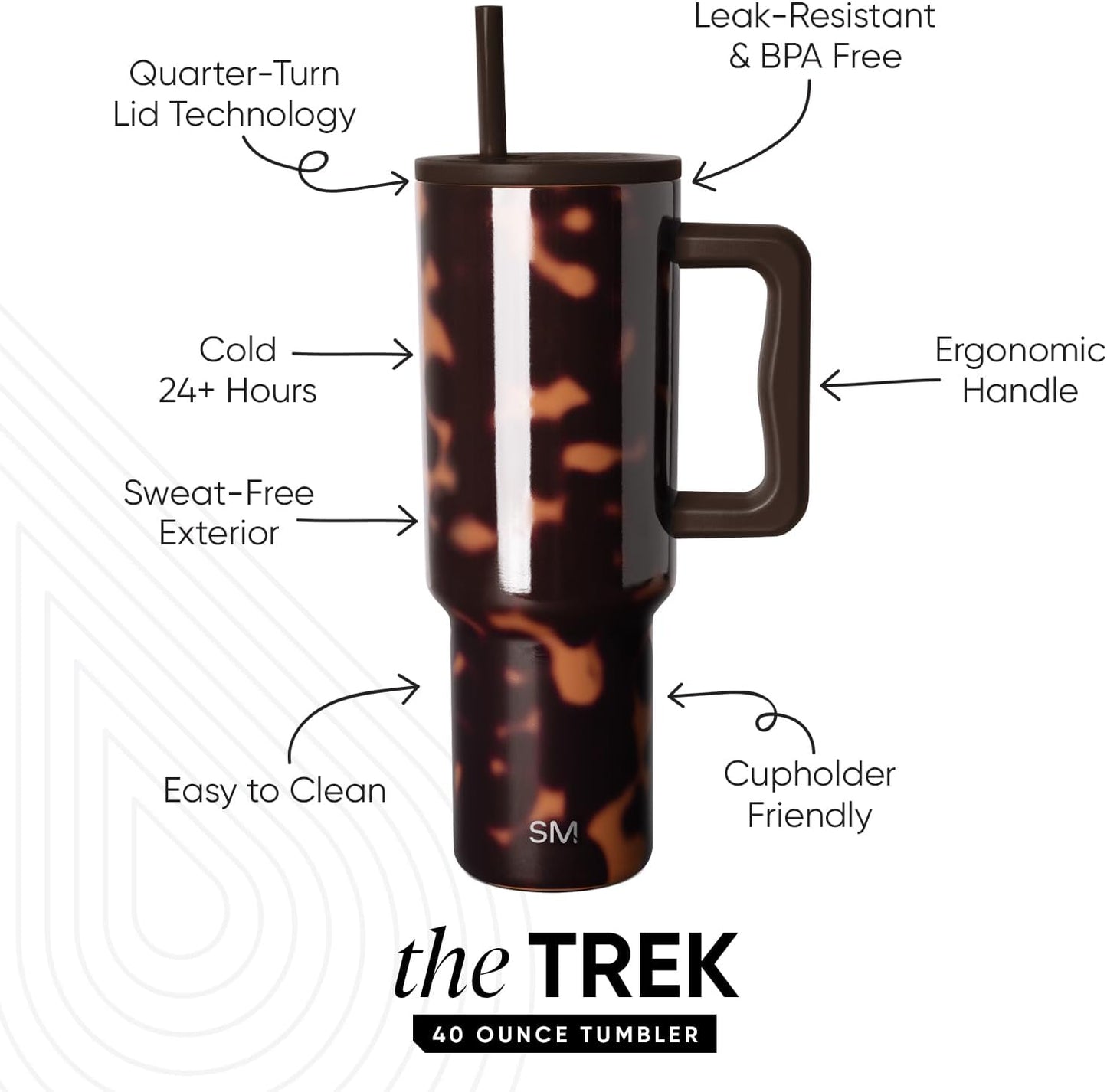 Tumbler with Handle and Straw | 40oz | 80s Mix | Trek Tumbler, Travel Mug | Insulated Water Bottle, Cupholder Friendly, Stainless Steel Cup | 80s Mix - Colors A
