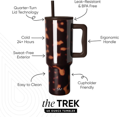 Tumbler with Handle and Straw | 40oz | 80s Mix | Trek Tumbler, Travel Mug | Insulated Water Bottle, Cupholder Friendly, Stainless Steel Cup | 80s Mix - Colors A
