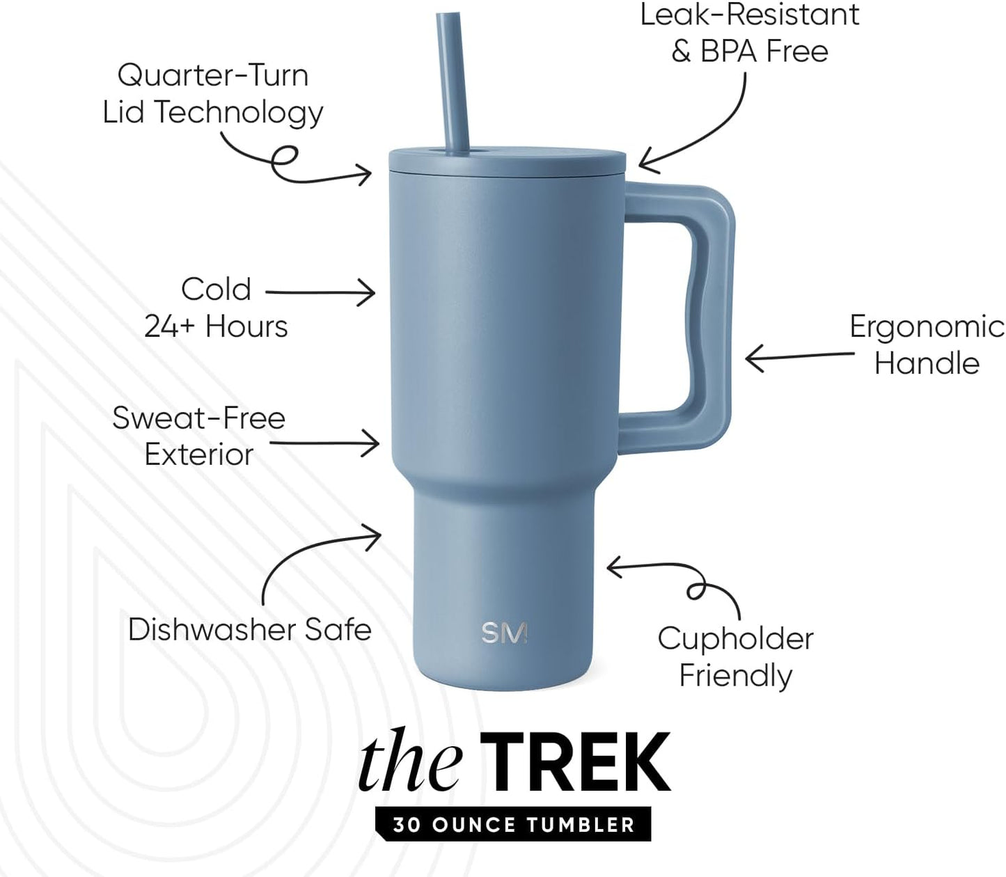 Tumbler with Handle and Straw | 40oz | 80s Mix | Trek Tumbler, Travel Mug | Insulated Water Bottle, Cupholder Friendly, Stainless Steel Cup | 80s Mix - Colors A
