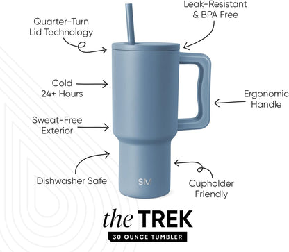 Tumbler with Handle and Straw | 40oz | 80s Mix | Trek Tumbler, Travel Mug | Insulated Water Bottle, Cupholder Friendly, Stainless Steel Cup | 80s Mix - Colors A