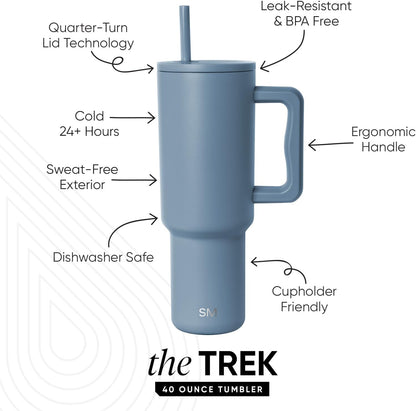 Tumbler with Handle and Straw | 40oz | 80s Mix | Trek Tumbler, Travel Mug | Insulated Water Bottle, Cupholder Friendly, Stainless Steel Cup | 80s Mix - Colors A