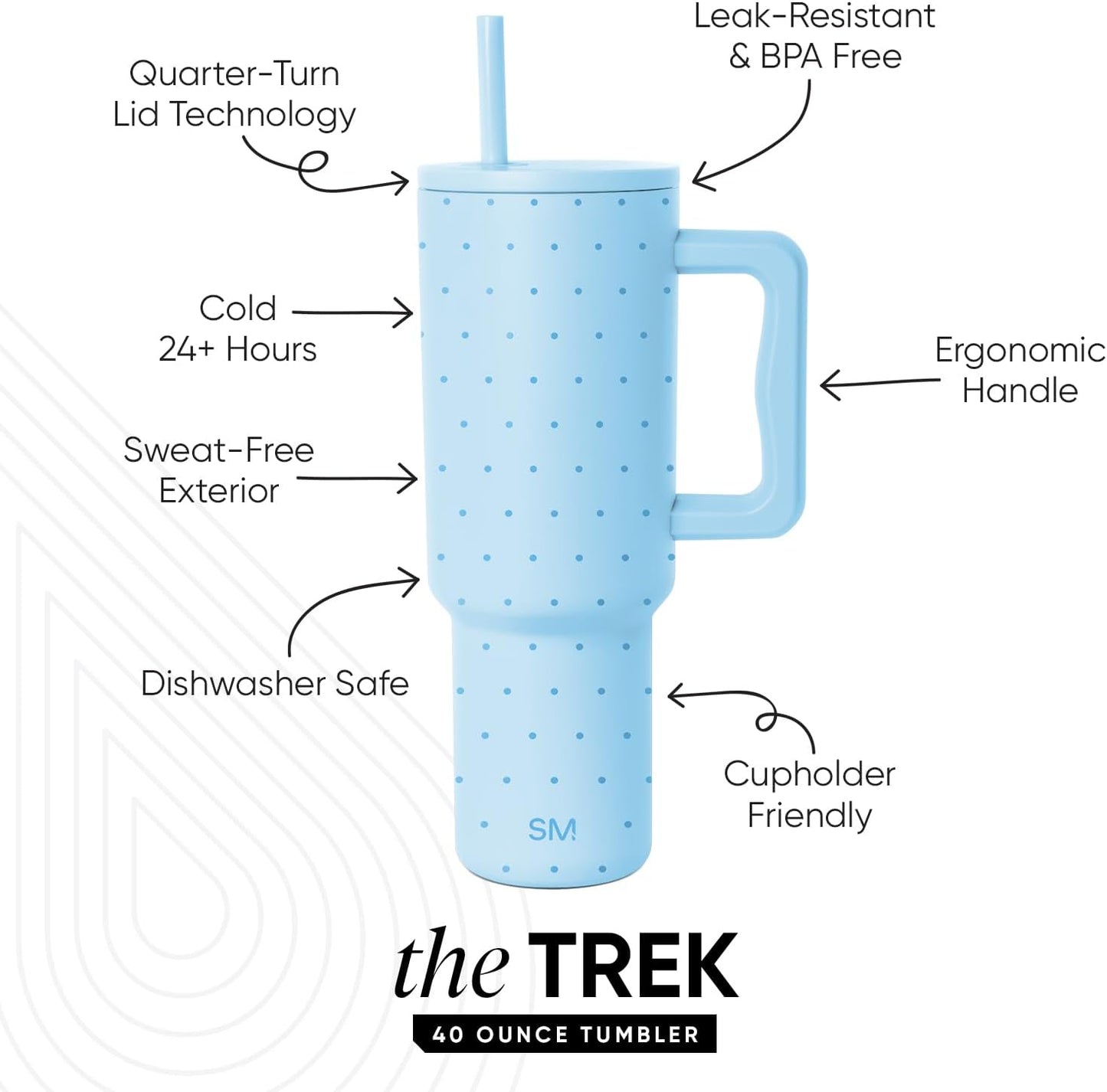 Tumbler with Handle and Straw | 40oz | 80s Mix | Trek Tumbler, Travel Mug | Insulated Water Bottle, Cupholder Friendly, Stainless Steel Cup | 80s Mix - Colors A