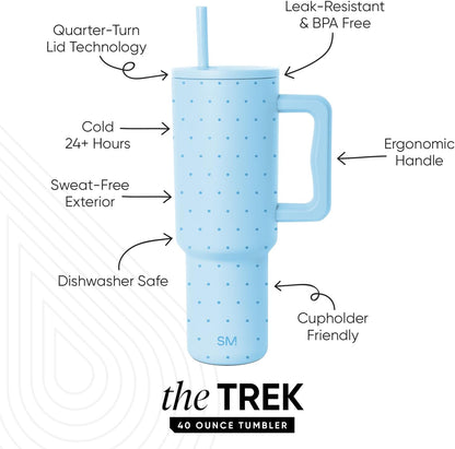 Tumbler with Handle and Straw | 40oz | 80s Mix | Trek Tumbler, Travel Mug | Insulated Water Bottle, Cupholder Friendly, Stainless Steel Cup | 80s Mix - Colors A