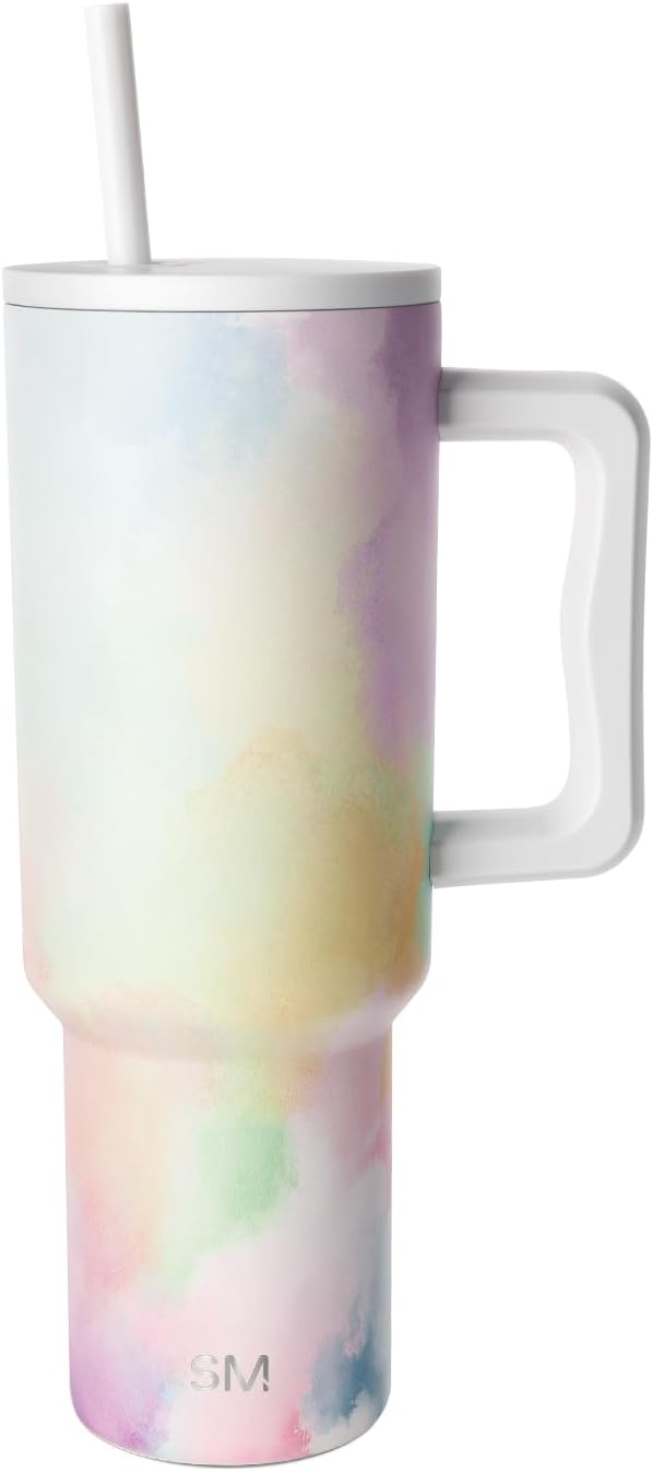 Tumbler with Handle and Straw | 40oz | 80s Mix | Trek Tumbler, Travel Mug | Insulated Water Bottle, Cupholder Friendly, Stainless Steel Cup | 80s Mix - Colors A