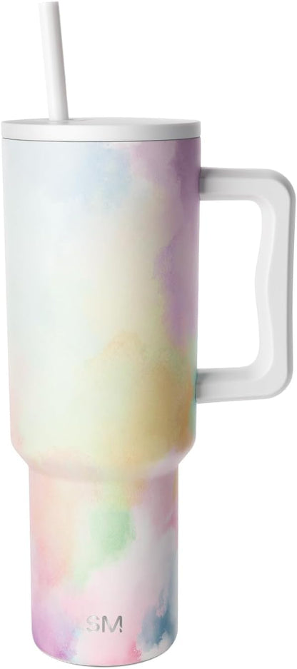 Tumbler with Handle and Straw | 40oz | 80s Mix | Trek Tumbler, Travel Mug | Insulated Water Bottle, Cupholder Friendly, Stainless Steel Cup | 80s Mix - Colors A
