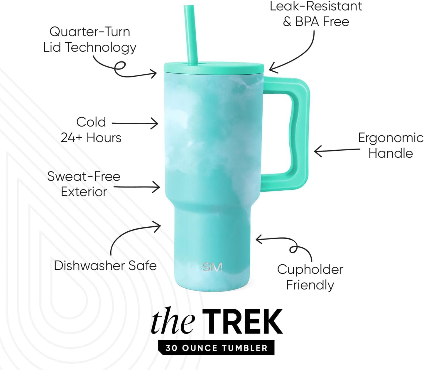 Tumbler with Handle and Straw | 40oz | 80s Mix | Trek Tumbler, Travel Mug | Insulated Water Bottle, Cupholder Friendly, Stainless Steel Cup | 80s Mix - Colors A