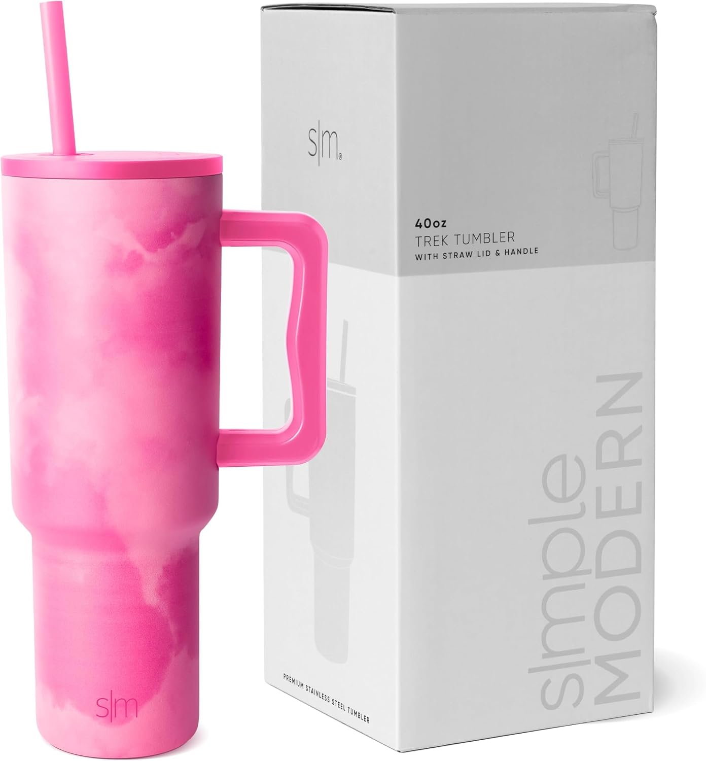 Tumbler with Handle and Straw | 40oz | 80s Mix | Trek Tumbler, Travel Mug | Insulated Water Bottle, Cupholder Friendly, Stainless Steel Cup | 80s Mix - Colors A