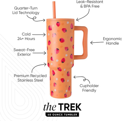 Tumbler with Handle and Straw | 40oz | 80s Mix | Trek Tumbler, Travel Mug | Insulated Water Bottle, Cupholder Friendly, Stainless Steel Cup | 80s Mix - Colors A