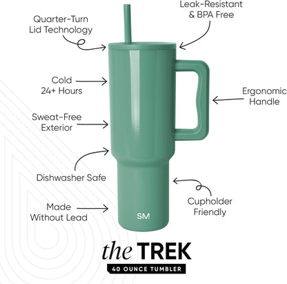 Tumbler with Handle and Straw | 40oz | 80s Mix | Trek Tumbler, Travel Mug | Insulated Water Bottle, Cupholder Friendly, Stainless Steel Cup | 80s Mix - Colors A
