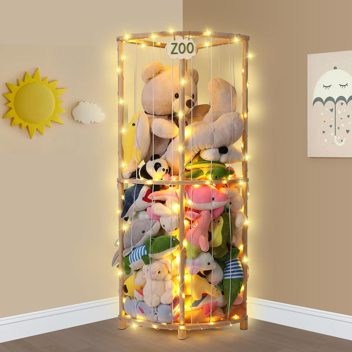 Sector Design Extra-Large Wooden Stuffed Animal Zoo Storage