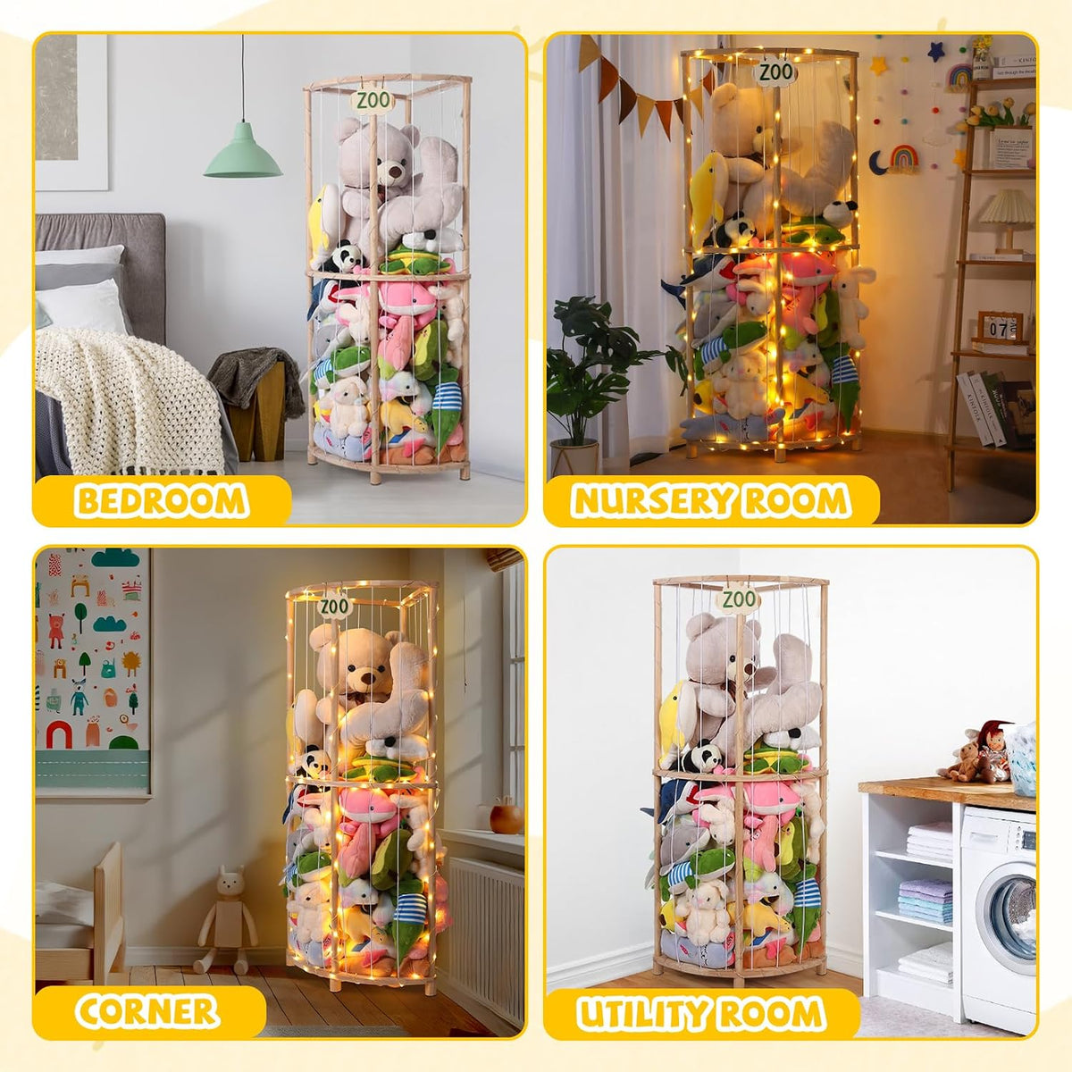 Sector Design Extra-Large Wooden Stuffed Animal Zoo Storage