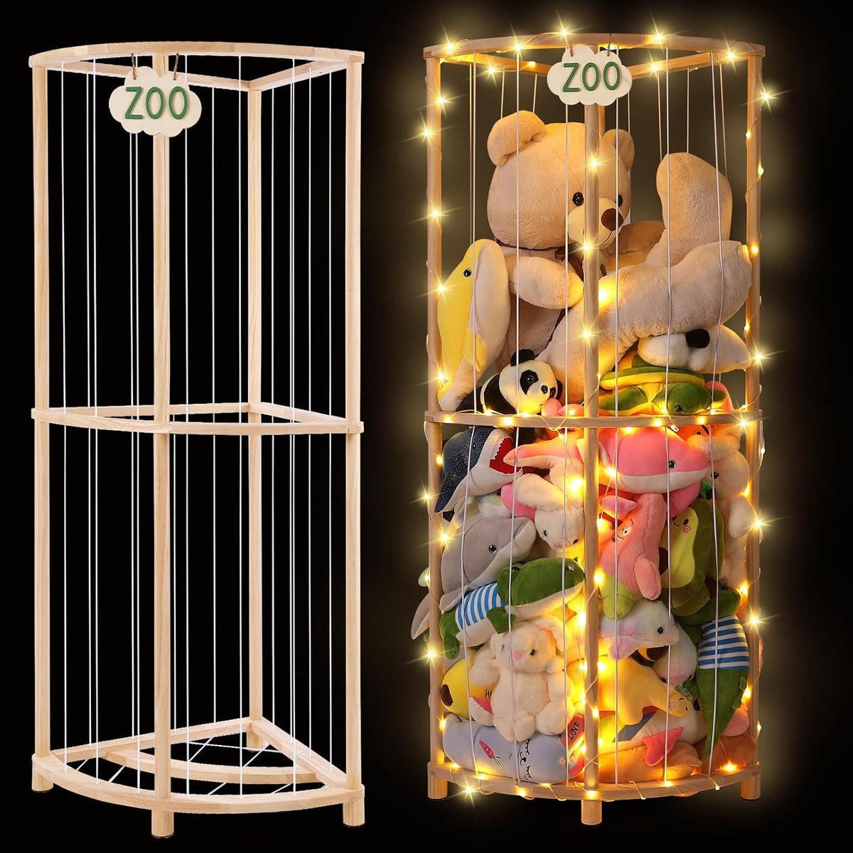 Sector Design Extra-Large Wooden Stuffed Animal Zoo Storage