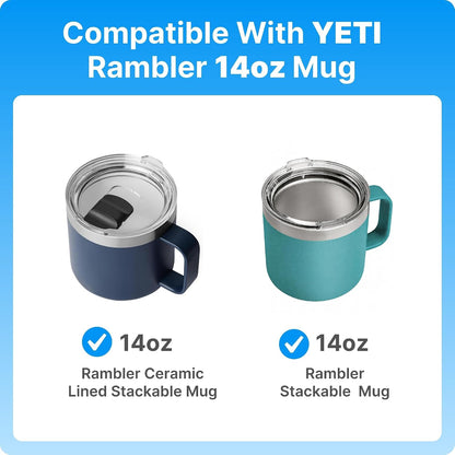 Replacement Tumbler Lids for YETI Rambler 14 oz Ceramic Lined Stackable Mug | Tumbler Lid for YETI 14oz, BPA Free Tritan Material, Dishwasher Safe, Spill Proof, Straw Friendly, for Office & Home Use