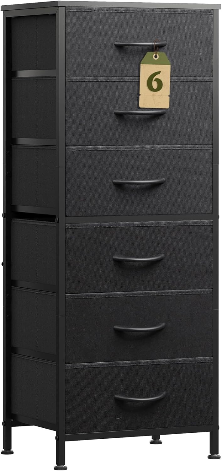 Tall Dresser for Bedroom, 7 Drawer Dresser, Black