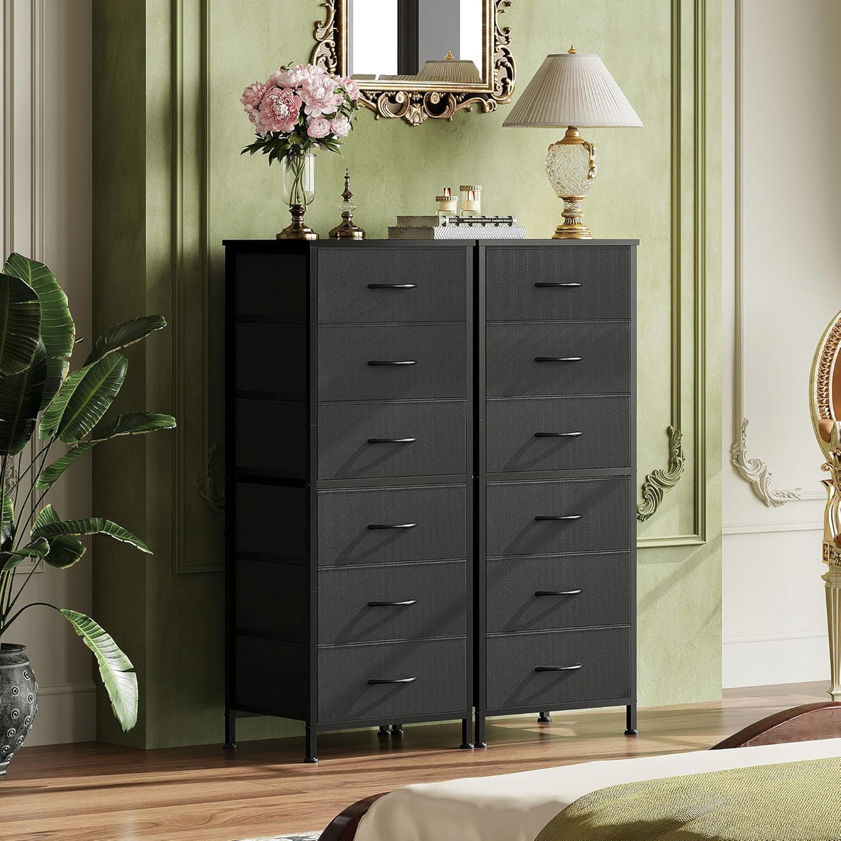 Tall Dresser for Bedroom, 7 Drawer Dresser, Black