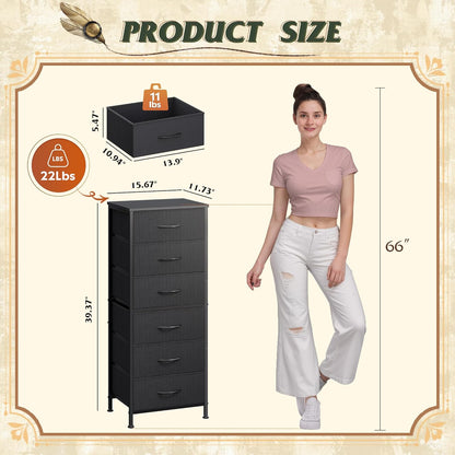 Tall Dresser for Bedroom, 7 Drawer Dresser, Black