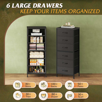 Tall Dresser for Bedroom, 7 Drawer Dresser, Black