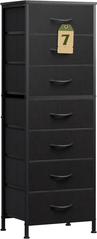 Tall Dresser for Bedroom, 7 Drawer Dresser, Black