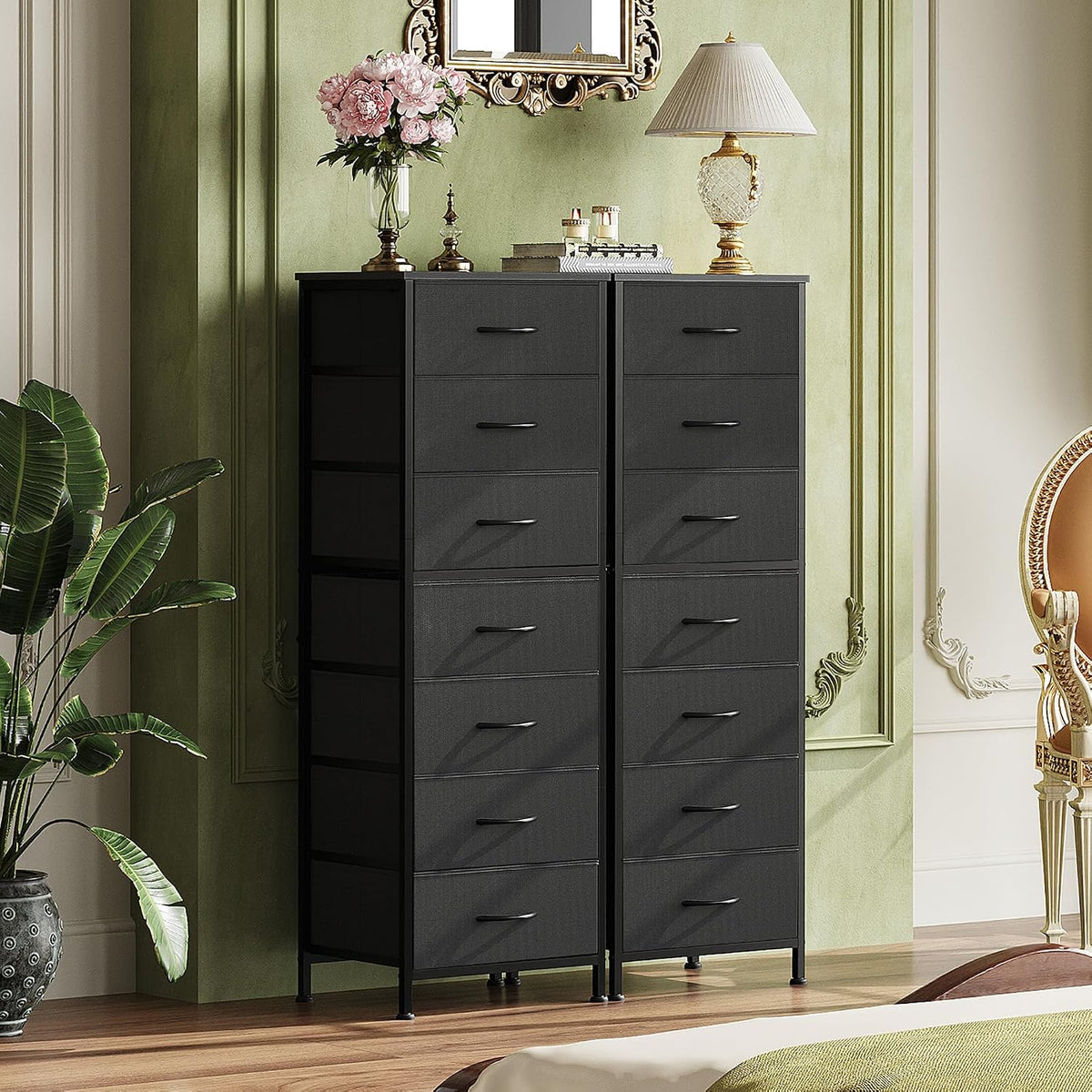Tall Dresser for Bedroom, 7 Drawer Dresser, Black