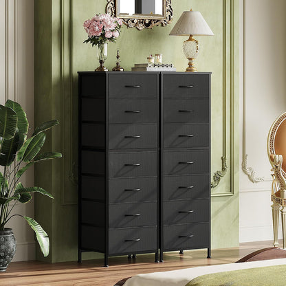 Tall Dresser for Bedroom, 7 Drawer Dresser, Black