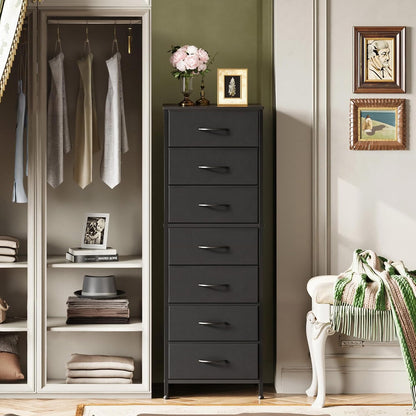 Tall Dresser for Bedroom, 7 Drawer Dresser, Black