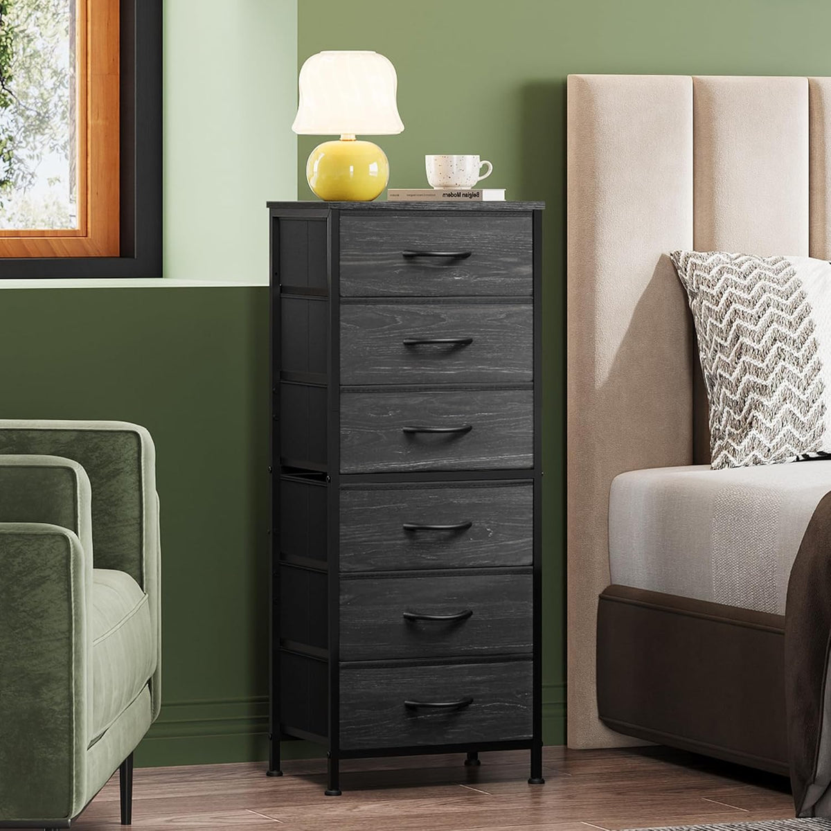 Tall Dresser for Bedroom, 7 Drawer Dresser, Black