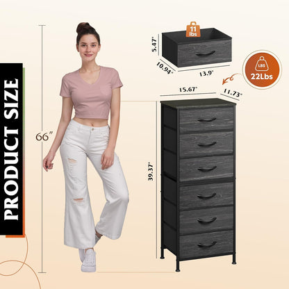 Tall Dresser for Bedroom, 7 Drawer Dresser, Black