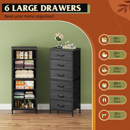 Tall Dresser for Bedroom, 7 Drawer Dresser, Black