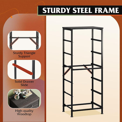 Tall Dresser for Bedroom, 7 Drawer Dresser, Black