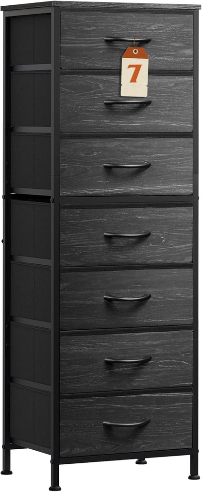 Tall Dresser for Bedroom, 7 Drawer Dresser, Black